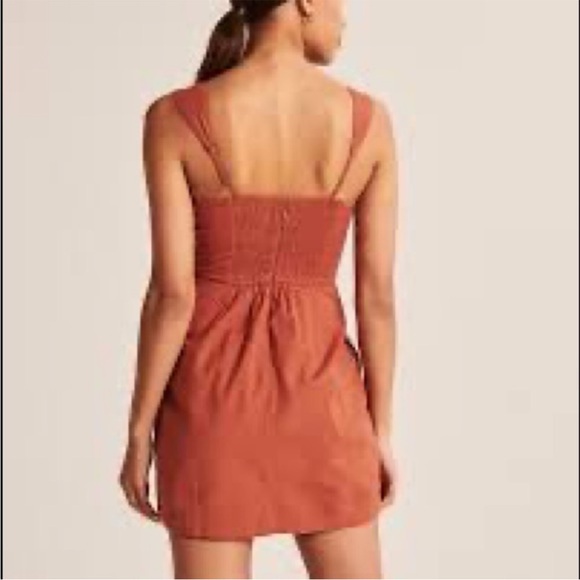 NWT Abercrombie Corset Seamed Linen Blend Mini Dresss MP - Picture 2 of 6